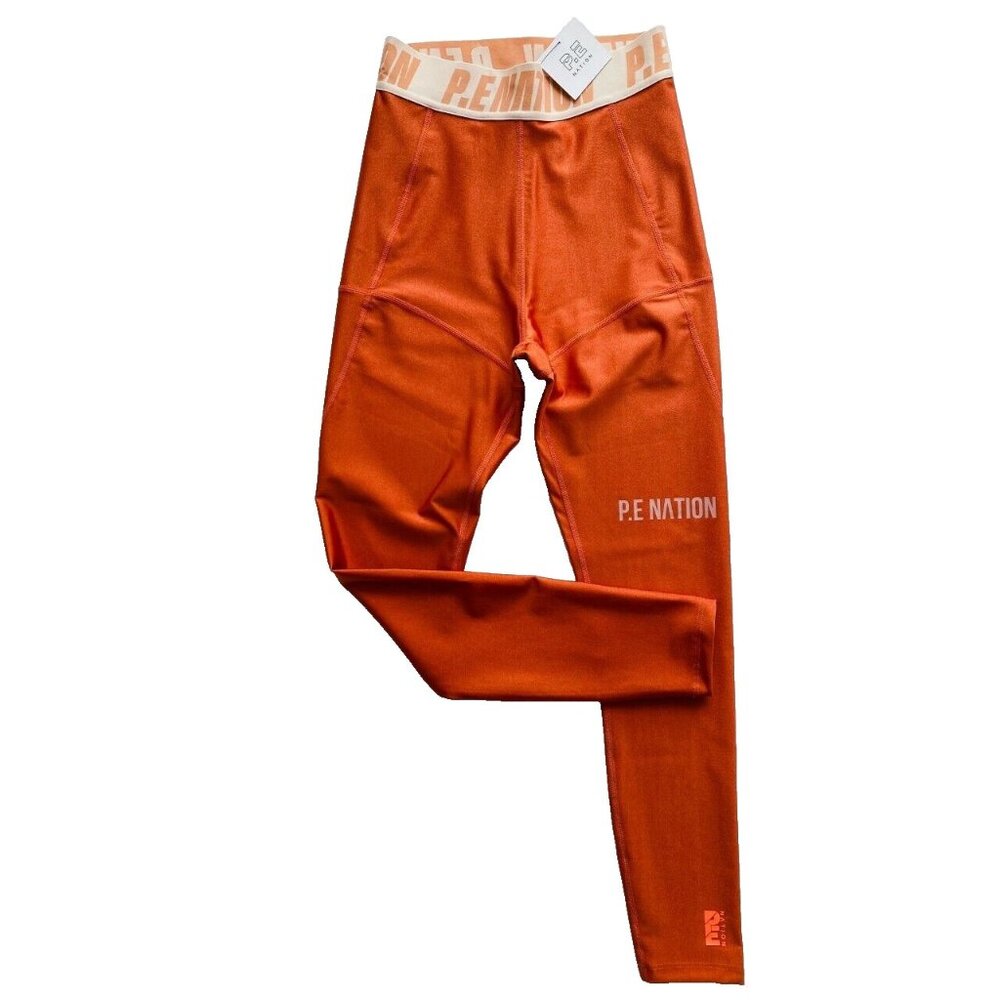 PE NATION Logo Waist Sport Leggings Orange ( Small )